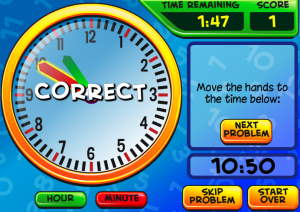 telling time smartboard game