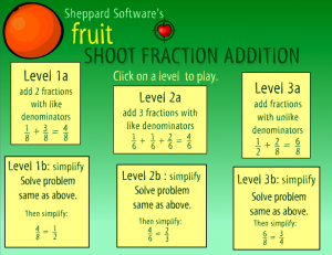 adding fractions smartboard game