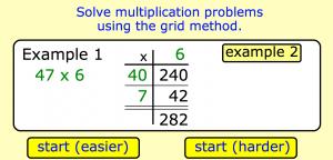 grid method multiplication smartboard game